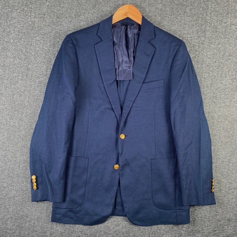 Brooks Brothers Gold Button Blazer Jacket Men 38R Regent Italian Linen Tessuti